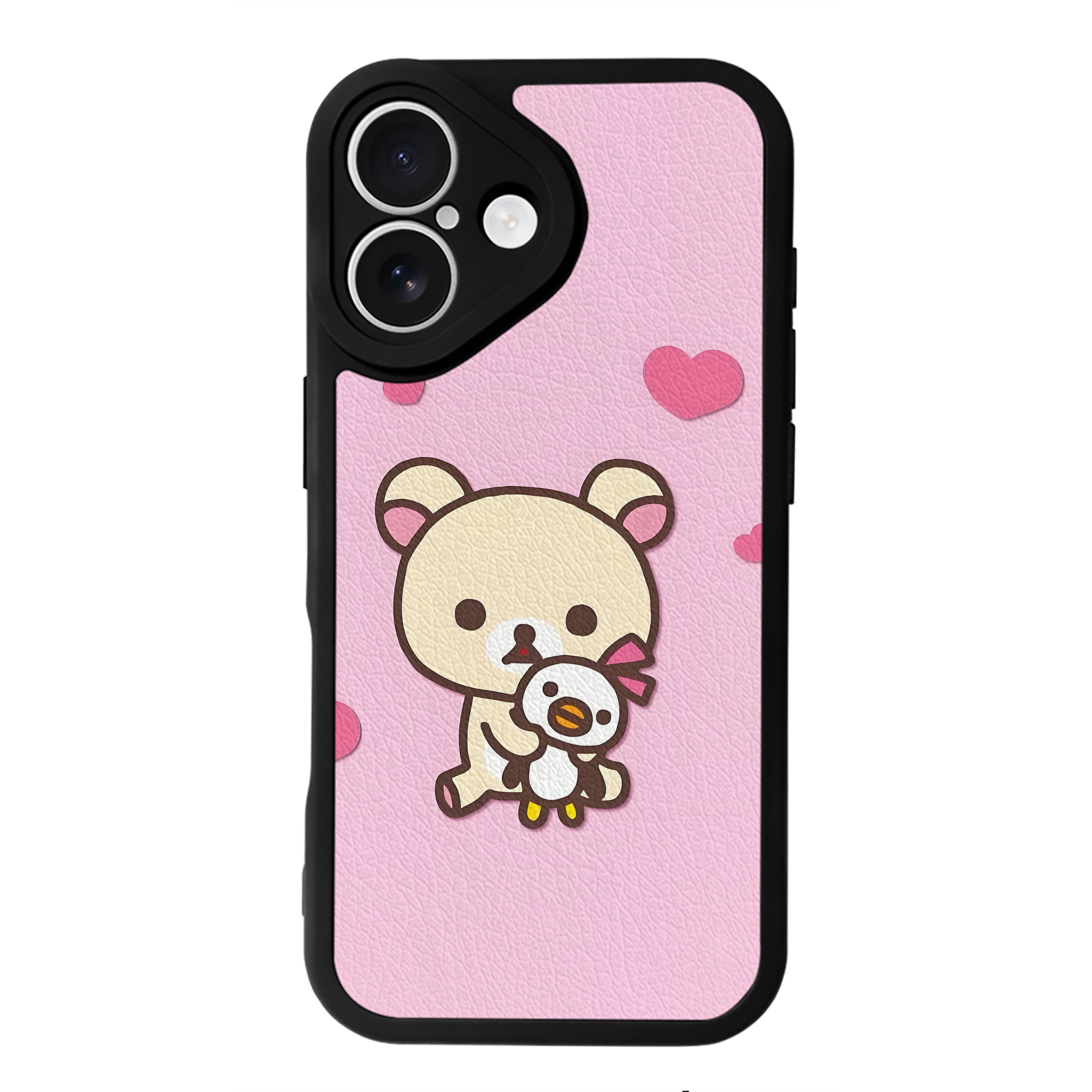 （画像用） リラックマ リラックマ キイロイトリ Rilakkuma Korilakkuma Kiiroitori 【iPhone 16シリーズ対応】シリコンスマホケース（レザー調） 材質：シリコン